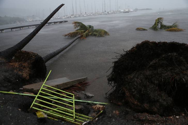 Debris is seen during a storm surge near the Puerto Chico Harbor during the passing of Hurricane Irma on September 6, 2017 in Fajardo, Puerto Rico. (Photo by Jose Jimenez/Getty Images)(Getty Images)